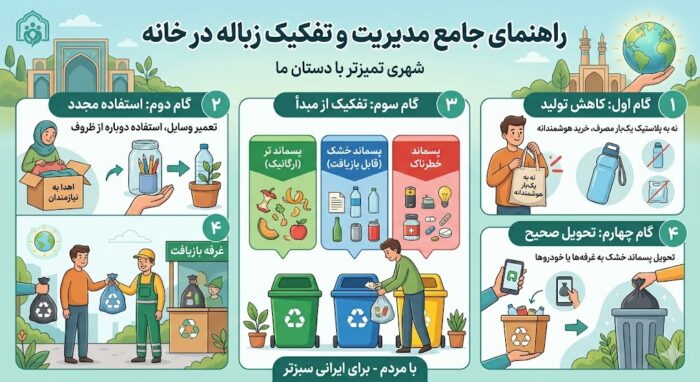 شهری تمیزتر با دستان ما - شهری تمیزتر با دستان ما: راهنمای جامع مدیریت و تفکیک زباله در خانه + اینفوگرافی - آموزش شهروندی