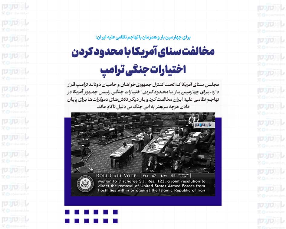مخالفت سنای آمریکا با محدود کردن اختیارات جنگی ترامپ