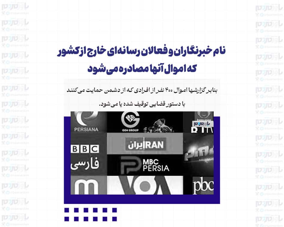 نام خبرنگاران و فعالان رسانه‌ای خارج از کشور که اموال آنها مصادره می‌شود